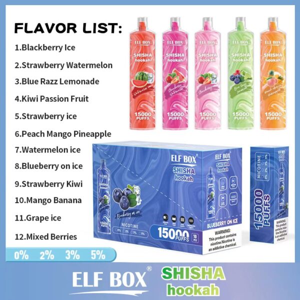 ELF BOX LS15000 Puff Shisha Hookah 0% 2% 5% Nicotine Rechargeable Disposable Vape Wholesale - LOGOVAPE - 2