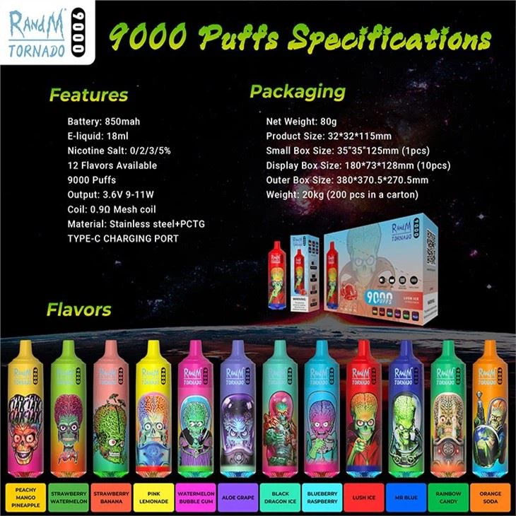 RandM Tornado 9000 Puffs 0% 2% 3% 5% Nicotine Disposable Vape Wholesale - LOGOVAPE - 22