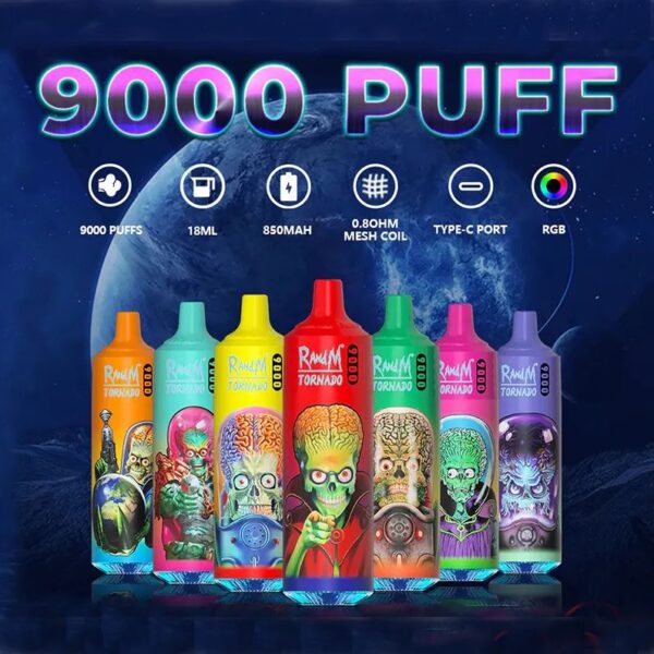 RandM Tornado 9000 Puffs 0% 2% 3% 5% Nicotine Disposable Vape Wholesale - LOGOVAPE - 1