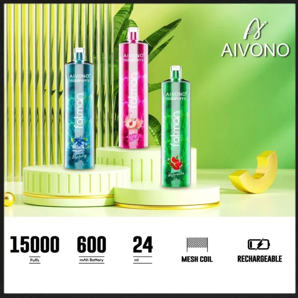 AIVONO FATMAN 15000 Puffs 0% 2% 3% 5% Caneta Vaporizadora Descartável Recarregável de Baixa Nicotina Comprar por atacado - LOGOVAPE - 1