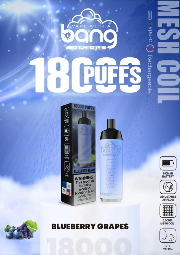 Bang Crown Bar 18000 Puffs 0% 2% 3% 5% Низкий никотиновый перезаряжаемый одноразовый вапин