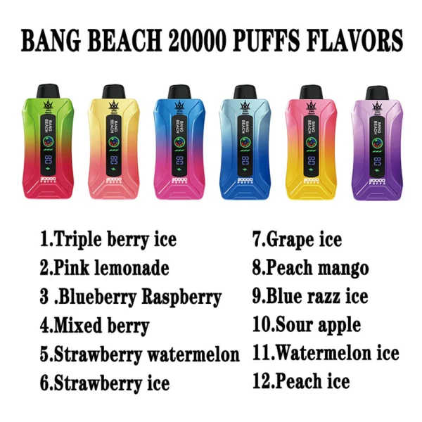 Bang Beach 20000 Puffs 0% 2% 3% 5% Low Nicotine Rechargeable Disposable Vapes Pen Bulk Buy Wholesale - LOGOVAPE - 12