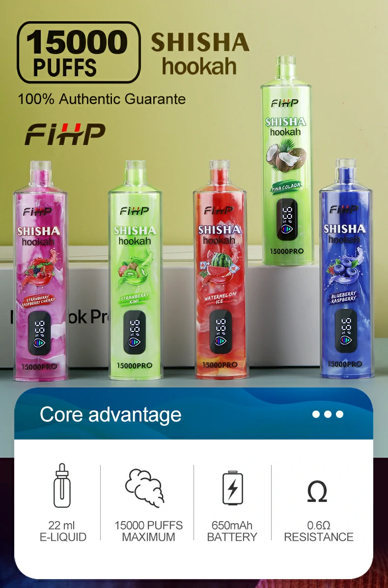 FIHP Shisha Hookah 15000 Pro Puffs 6mg Low Nicotine Rechargeable Disposable Vapes Pen Bulk Buy Wholesale