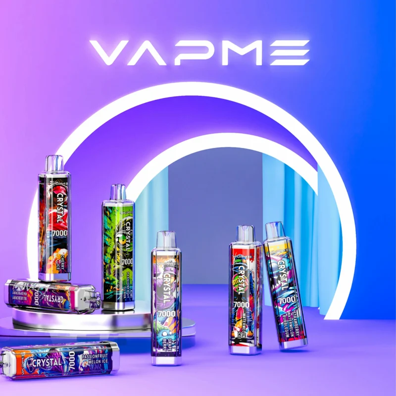 VapMe Crystal 7000 Puffs 2% 5% Nicotine Rechargeable Vapes jetables Bulk Acheter en gros