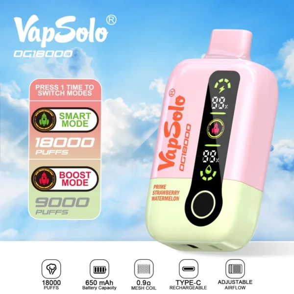 Vapsolo DG 18000 Puffs 2% 5% Low Nicotine Rechargeable Disposable Vapes Pen Bulk Buy Wholesale - LOGOVAPE - 2