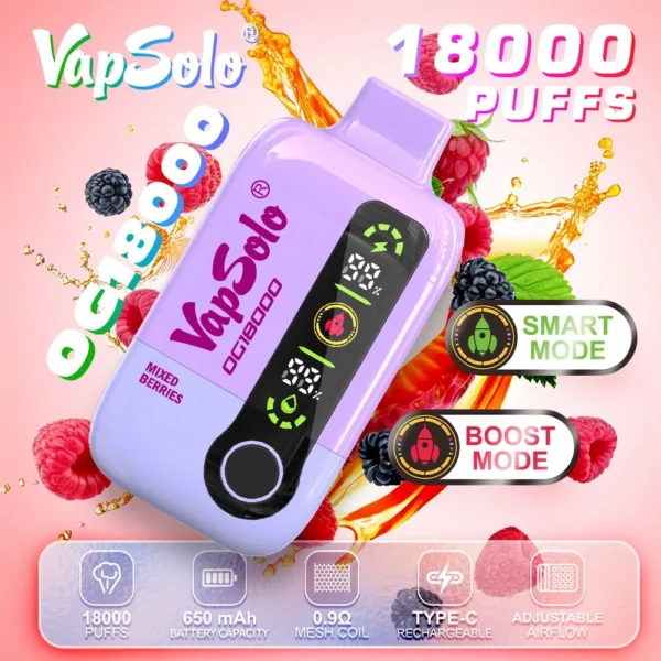 Vapsolo DG 18000 Puffs 2% 5% Low Nicotine Rechargeable Disposable Vapes Pen Bulk Buy Wholesale - LOGOVAPE - 6