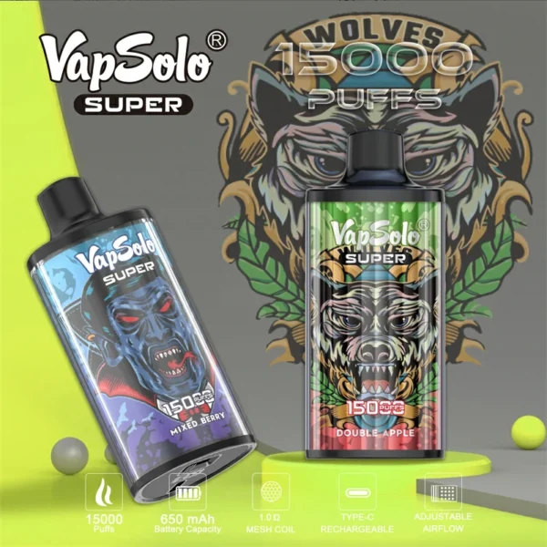 Vapsolo Super 15000 Puffs 2% 5% Low Nicotine Bulk Buy Rechargeable Disposable Vapes Pen Wholesale - LOGOVAPE - 2