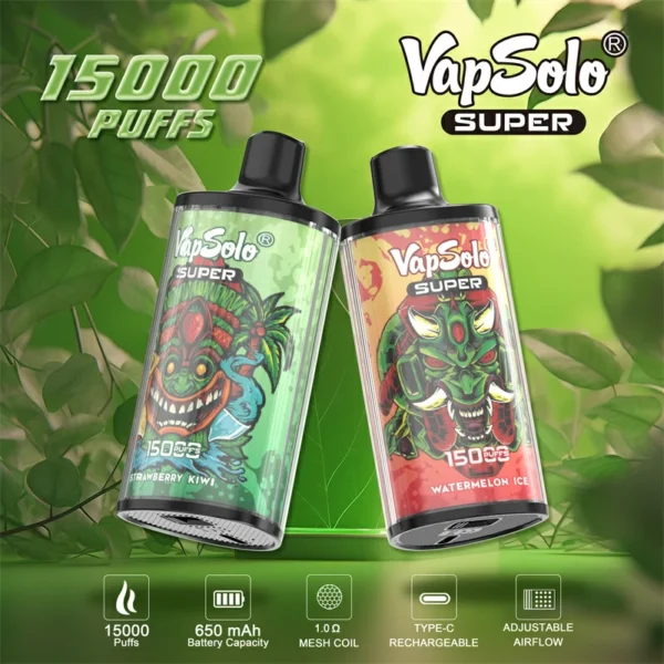 Vapsolo Super 15000 Puffs 2% 5% Low Nicotine Bulk Buy Rechargeable Disposable Vapes Pen Wholesale - LOGOVAPE - 1