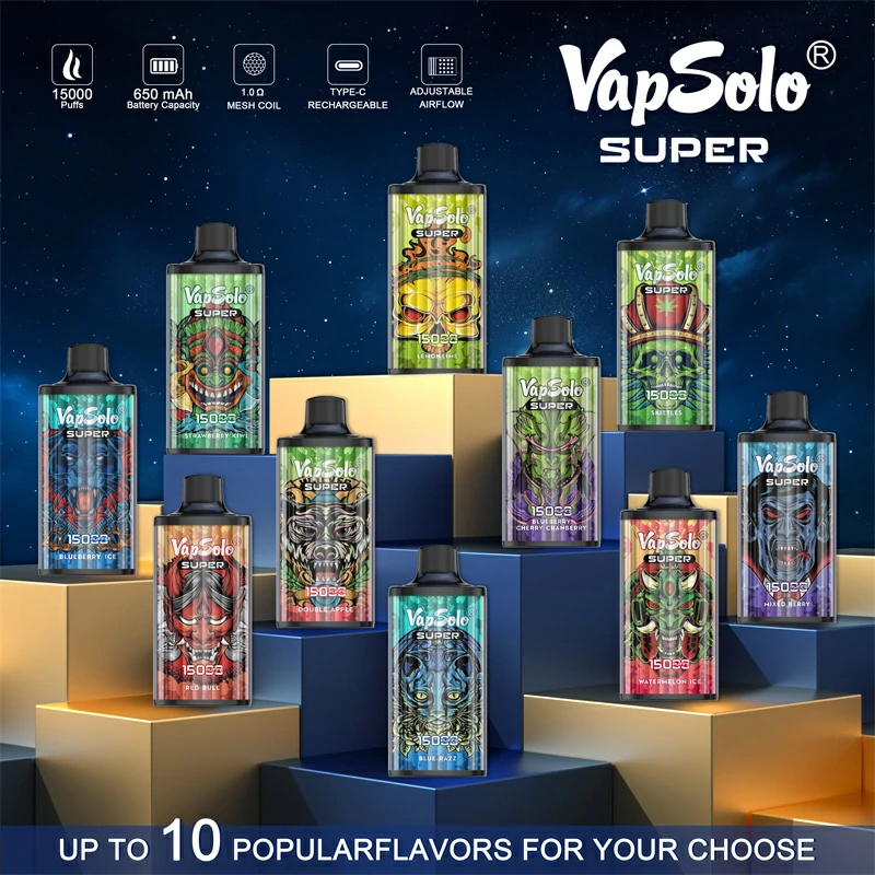 Vapsolo Super 15000 Puffs 2% 5% Low Nicotine Bulk Buy Recarregável Vapes descartáveis ​​Pen por atacado