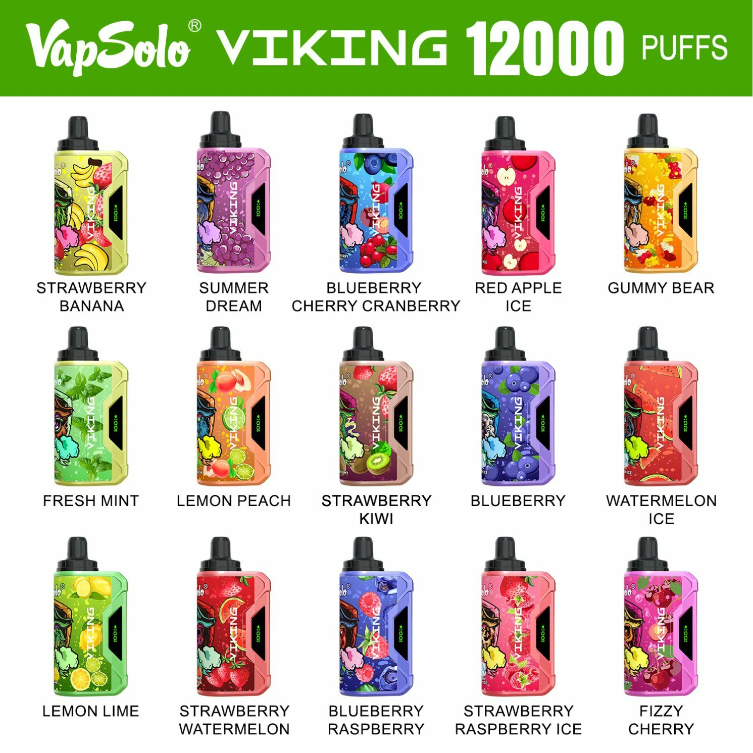 Vapsolo Viking 12000 Puffs 2% 5% bajo nicotina recargable vapes desechables vape bulk compra al por mayor