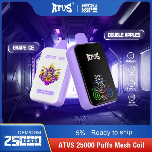 ATVS 25000 Puffs Dual Mesh 5% Low Nicotine Rechargeable Disposable Vapes Pen Bulk Buy Wholesale - LOGOVAPE - 2