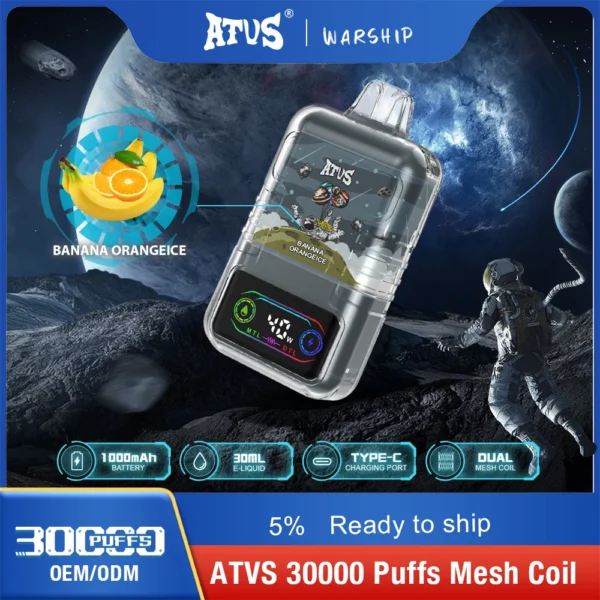 ATVS 30000 Puffs Dual Mesh 5% Low Nicotine Rechargeable Disposable Vapes Pen Bulk Buy Wholesale - LOGOVAPE - 4