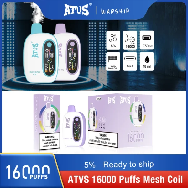 Atvs 16000 Puffs 2% 5% Low Nicotine Rechargeable Disposable Vapes Pen Bulk Buy Wholesale - LOGOVAPE - 4