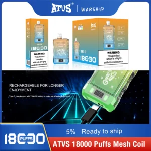 Atvs Warship 18000 Puffs 5% Low Nicotine Rechargeable Disposable Vapes Pen Bulk Buy Wholesale - LOGOVAPE - 16