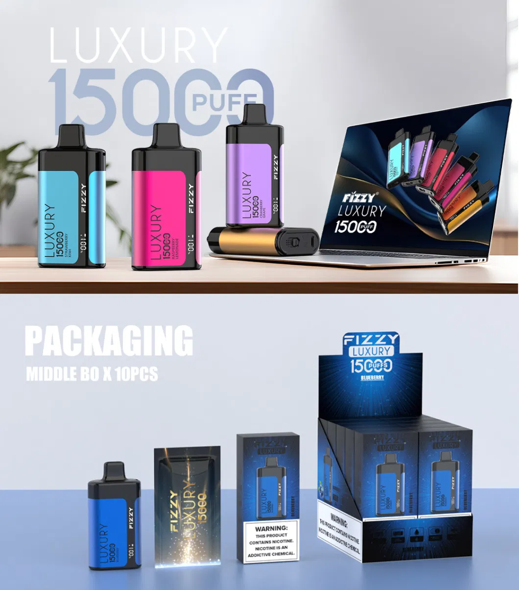 Fizzy Luxury 15000 Puffs 2% 5% Lage nicotine oplaadbare wegwerp vapes Pen Bulk Koop Groothandel