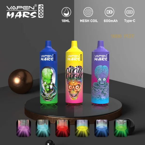 VAPEN Mars 9000 Puffs 0% 2% 5% Low Nicotine Rechargeable Disposable Vapes Pen Bulk Buy Wholesale - LOGOVAPE - 1