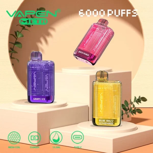 VAPEN Meta 6000 Puffs 2% 5% Low Nicotine Rechargeable Disposable Vapes Pen Bulk Buy Wholesale - LOGOVAPE - 1