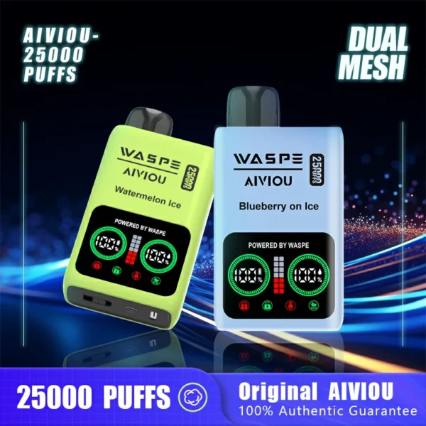 WASPE 25000 PUFFS Dual Mesh Box 0% 2% 5% Low Nicotine LED Display Rechargeable Disposable Vapes Pen Bulk Buy Wholesale - LOGOVAPE - 1