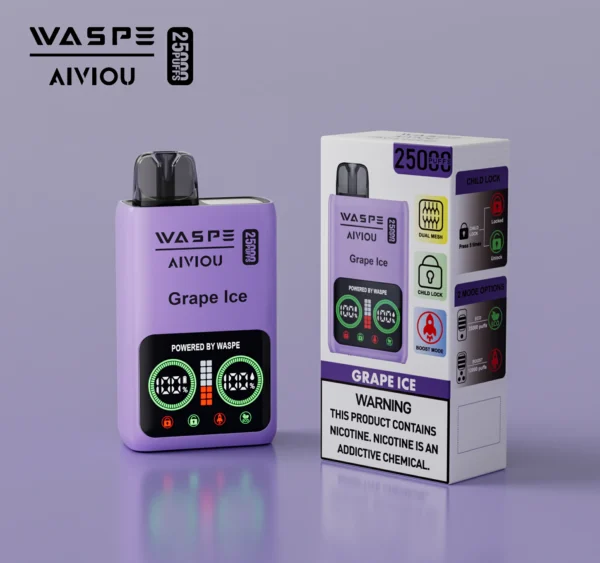 WASPE 25000 PUFFS Dual Mesh Box 0% 2% 5% Low Nicotine LED Display Rechargeable Disposable Vapes Pen Bulk Buy Wholesale - LOGOVAPE - 3