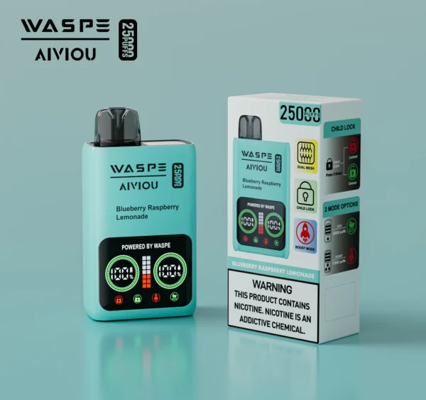 WASPE 25000 PUFFS Dual Mesh Box 0% 2% 5% Low Nicotine LED Display Rechargeable Disposable Vapes Pen Bulk Buy Wholesale - LOGOVAPE - 11