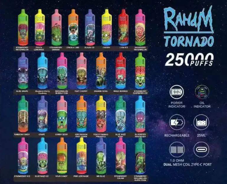 Rahdm tornado 25000 puffs 2% Низкий никотин.