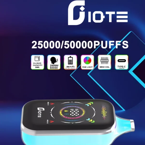 IQTE 50000 Puffs Dual Mesh RGB Full Screen 0% 2% 5% Low Nicotine Rechargeable Disposable Vapes Pen Bulk Buy Wholesale - LOGOVAPE - 1