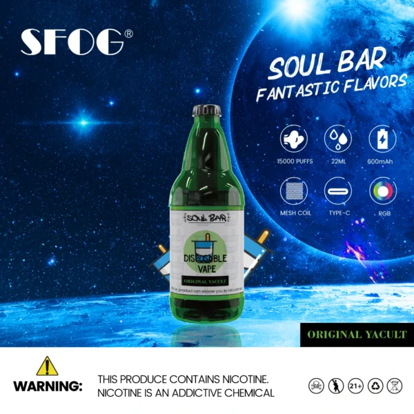 SFOG SOUL BAR 15000 Puffs RGB 5% Low Nicotine Rechargeable Disposable Vapes Pen Bulk Buy Wholesale - LOGOVAPE - 13