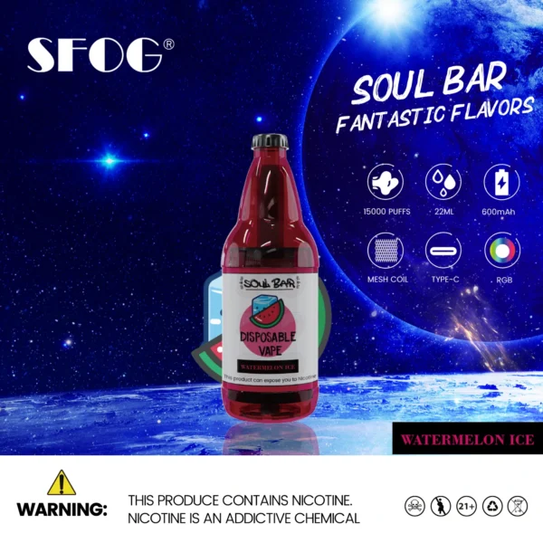 SFOG SOUL BAR 15000 Puffs RGB 5% Low Nicotine Rechargeable Disposable Vapes Pen Bulk Buy Wholesale - LOGOVAPE - 15