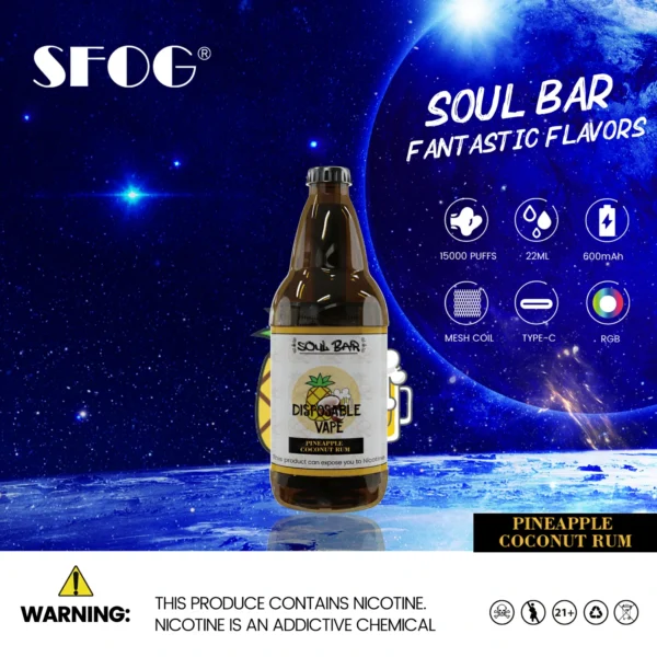 SFOG SOUL BAR 15000 Puffs RGB 5% Low Nicotine Rechargeable Disposable Vapes Pen Bulk Buy Wholesale - LOGOVAPE - 7