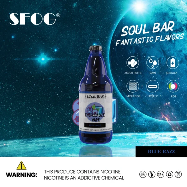 SFOG SOUL BAR 15000 Puffs RGB 5% Low Nicotine Rechargeable Disposable Vapes Pen Bulk Buy Wholesale - LOGOVAPE - 8